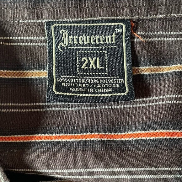 Men's 2XL Irreverent Long Sleeve Button-Up Shirt With Embroidered Detail - Picture 4 of 7